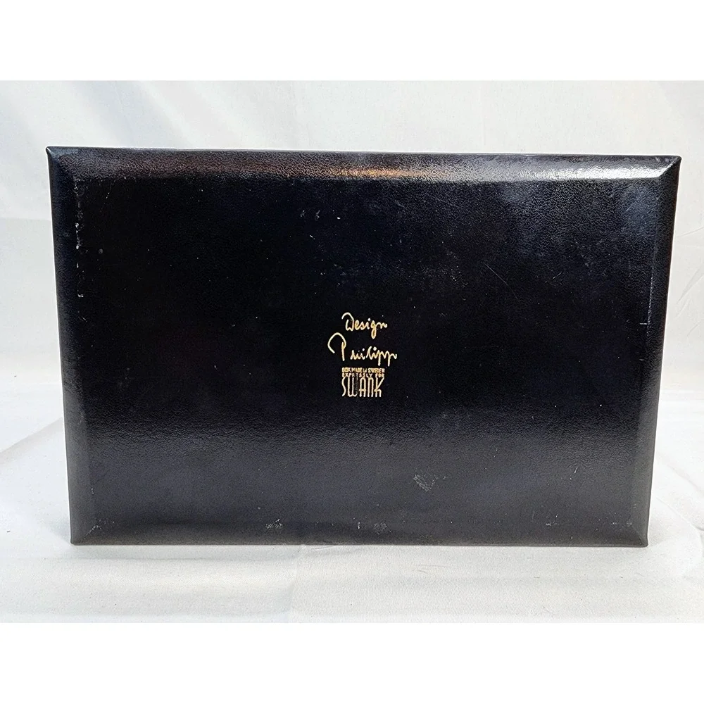 Vintage Swank Designer Philippe Velveteen Black/Red Jewelry Boxes Made in Sweden